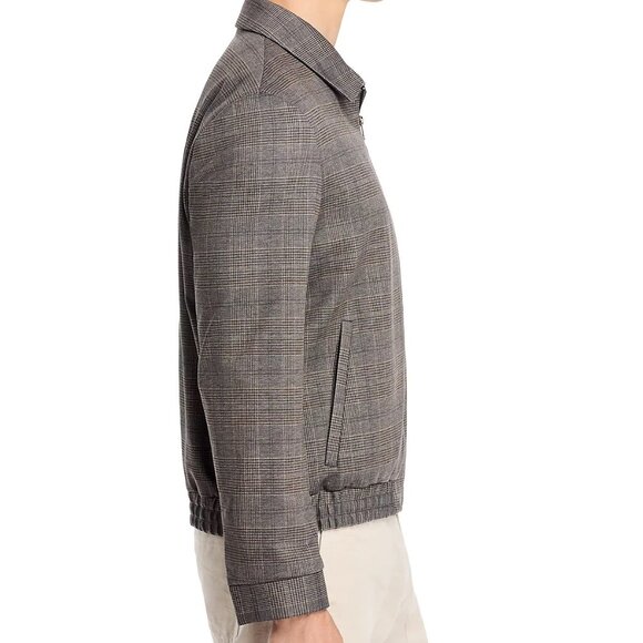 Hugo Boss Men's HUGO Hellys Check Pattern Zip Front Jacket Snap Cuffs Med Brown - Picture 2 of 7